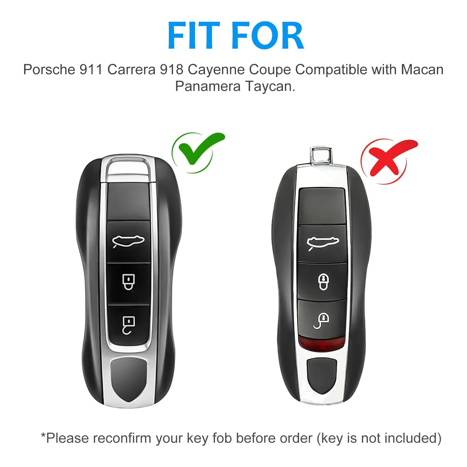 Carbon Fiber Key Fob Cover for 2018-2024 Porsche 911 Carrera Panamera Taycan Cayenne 918 Key Case Shell Protector for Porsche