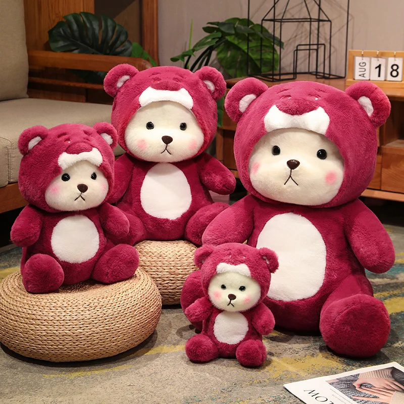 65cm Cute Rose Red Cartoon Bear Plush Toys Cartoon Animals Soft Stuffed Dolls For Gifts