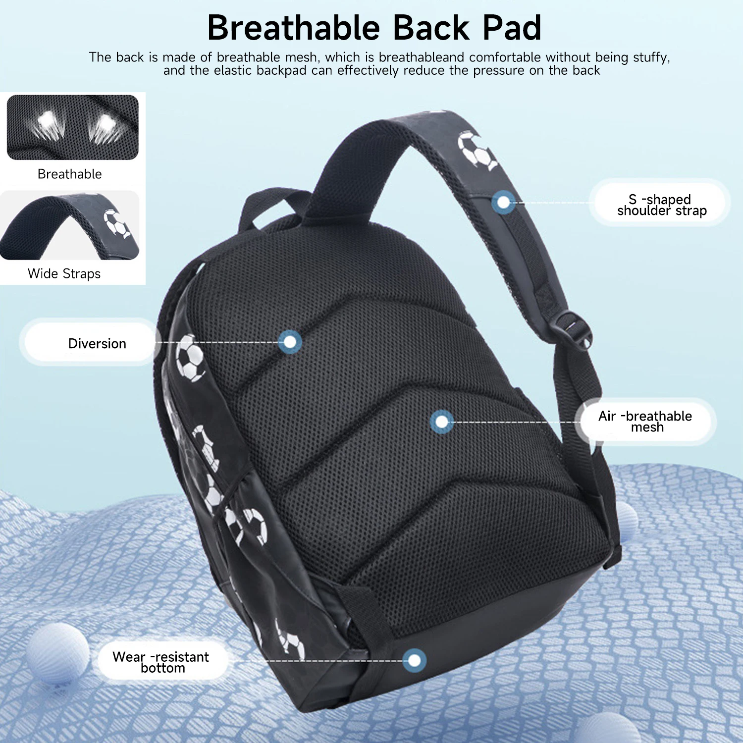 EZONE-mochila escolar de fútbol para niño y adolescente, morral de viaje informal, ligero, color negro y dorado