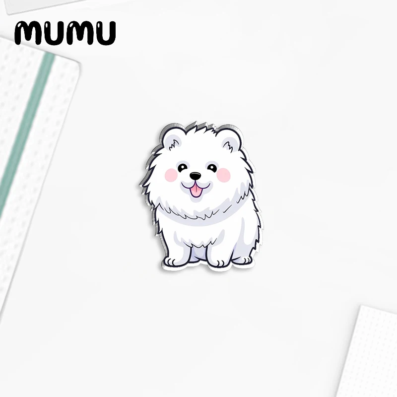 2023 New Cute Samoyed Lapel Pin Acrylic Brooches White Puppy Handmade Epoxy Jewelry Shirt Bag Badge