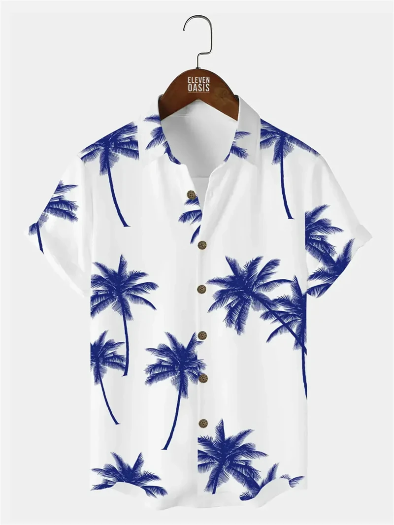 

Hawaiian Shirt Man 3D coconut tree pattern Print Casual Fashion Shirt Black fashion Funny short sleeve Oversized men Clothes