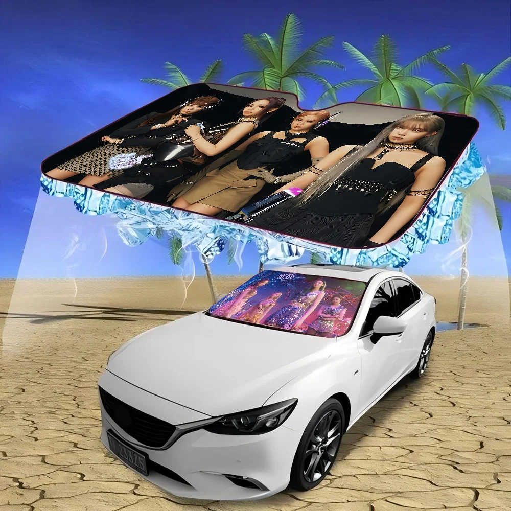 K-KPOP A-Aespas 앞 유리 차양 자동차 SUV 트럭 앞 창 차양 액세서리 바이저 보호대 쉴드 커버