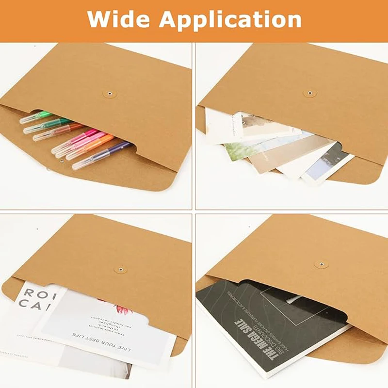 5/10/20 PCS+Stickers A5(24×17.5cm）Kraft File Folder Project Pockets Document Organizer  Storing Holder String Tie Closure