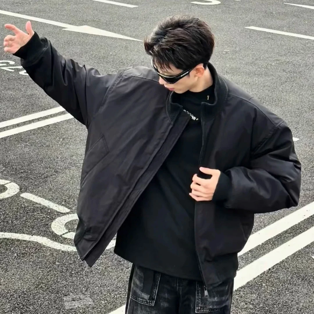 

Зимняя теплая хлопковая куртка-пилот для мужчин: повседневная, с воротником-стойкой, утепленная, универсальная, для подростков, в стиле Cleanfit