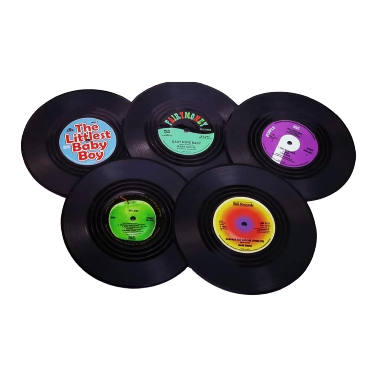 Creative Drink Coasters Set of 6 Vintage CD Coasters Vinyl Records for Music Lovers, Housewarming Hostess Gifts Style 1