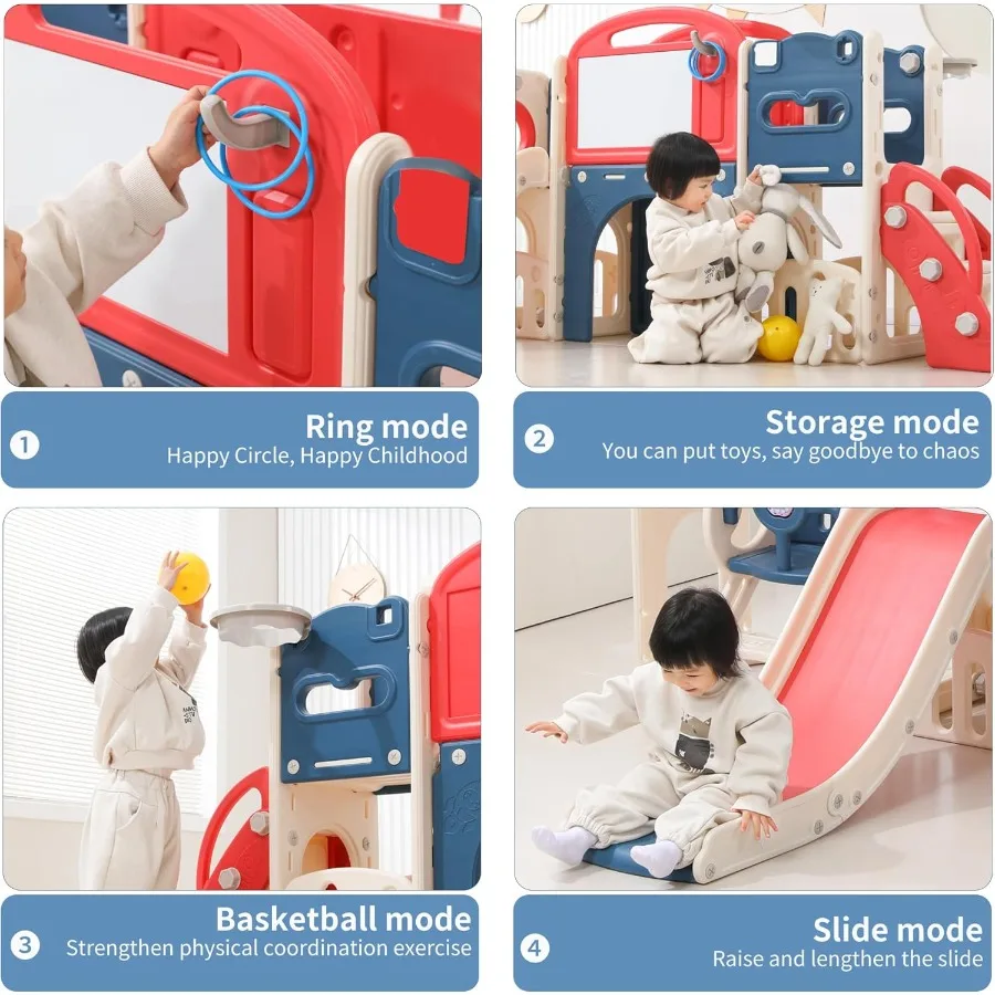 مجموعة لعب للأطفال الصغار 12 في 1 مع أرجوحة داخلية ومجموعة منزلق ملعب للأطفال الصغار بعمر 1-3 سنوات، قاعدة متسلق متينة #4