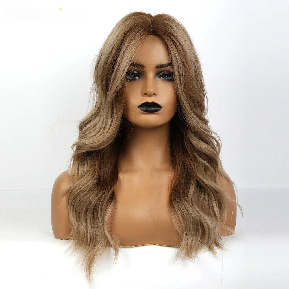 

Brown Wavy Hair Wigs Women Long Ombre Synthetic Wig