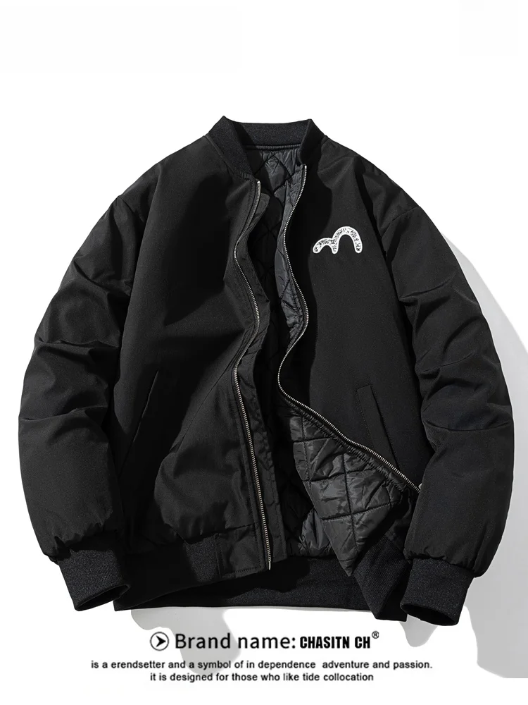 

Men's Thickened Cotton Jacket Winter New Style Retro Embroidery Flight Jacket Loose Casual Outerwear for Couples