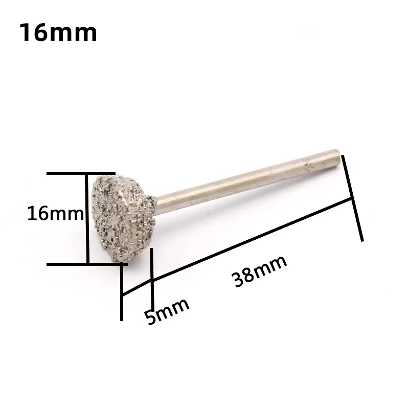 3mm Shank Coarse Diamond Grinding Burr Bits 14mm 16mm Short Inverted Conical for Glass Stone Carving Deburring Lapidary