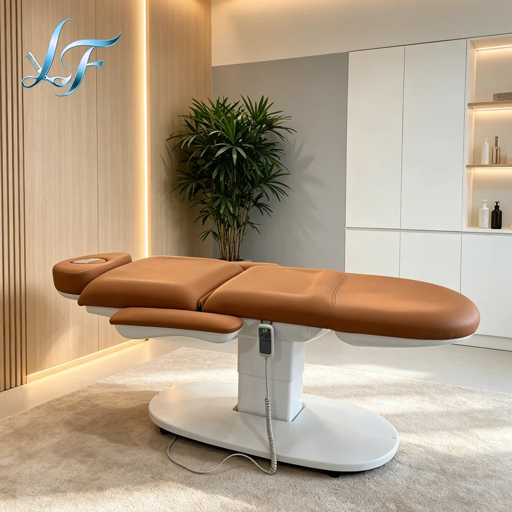 Luxury Electric Eyelash Bed Brown 3 Motor Beauty Salon Special Furniture