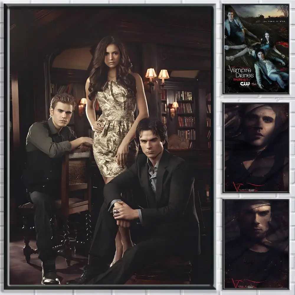 Classic T-The Vampire Diaries Movie Poster Self-adhesive Art Waterproof Paper Sticker Coffee House Bar Room Wall Decor