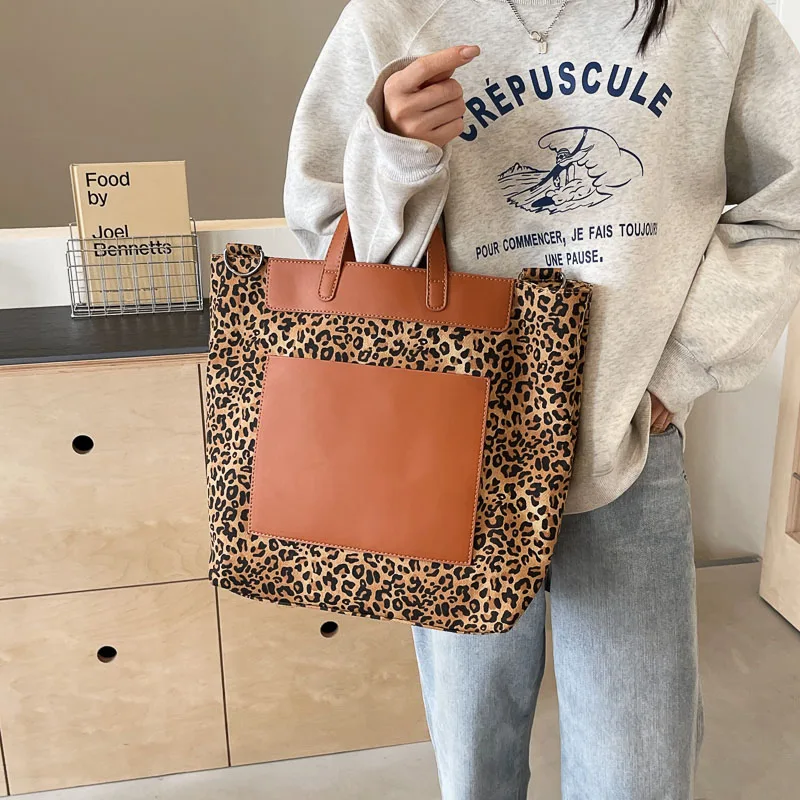 Fashion Leopard Women\'s Bag Big Female Handbags Totes Purse Large Bucket Bags Ladies Crossbody Shoulder Bag Canvas Designer Bags