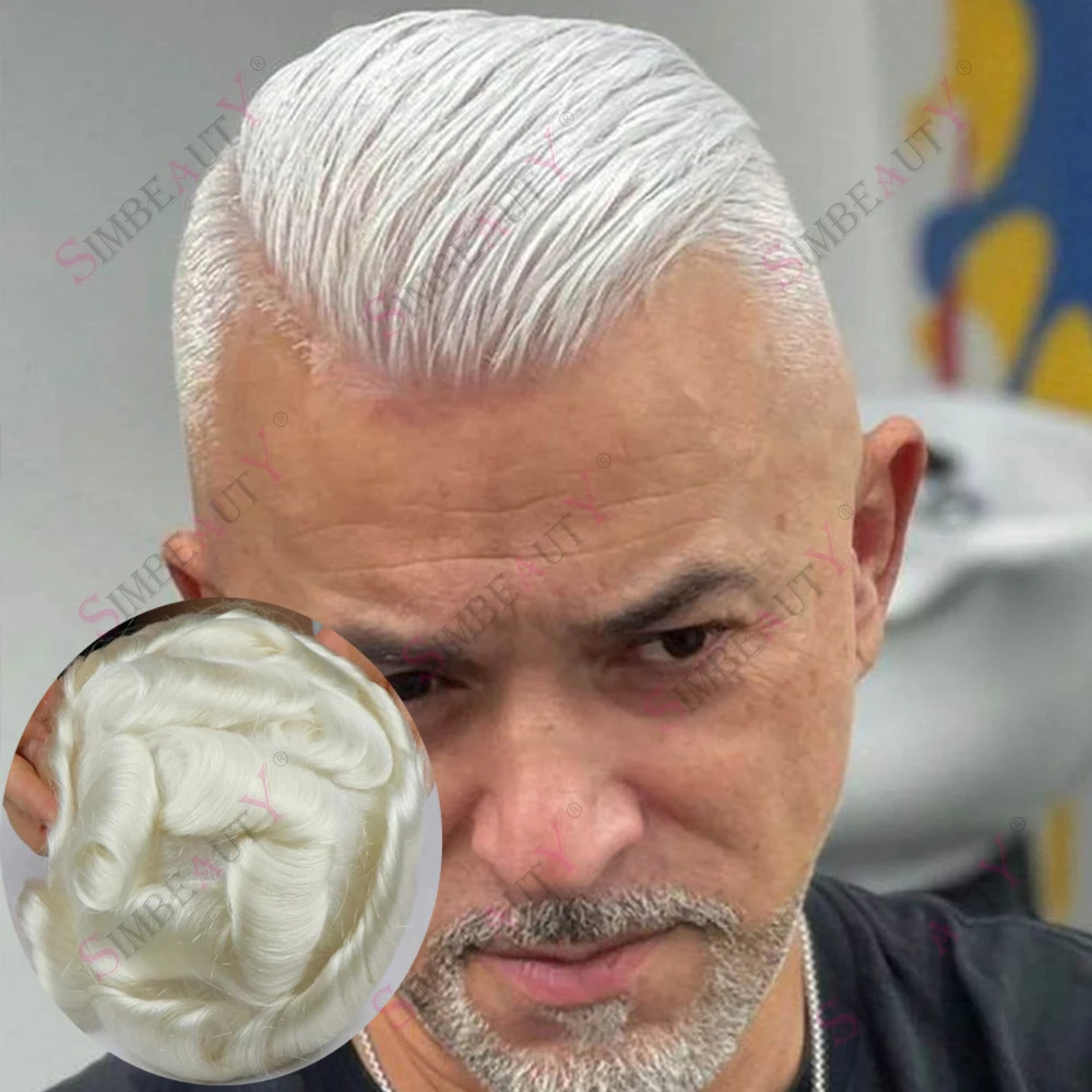 

Натуральная линия волос, плотность 80%, невидимая, 0,02 мм, ультратонкая кожа, парик Vloop, серый, платиновый блондин, 1b80, человеческие волосы, мужские парики