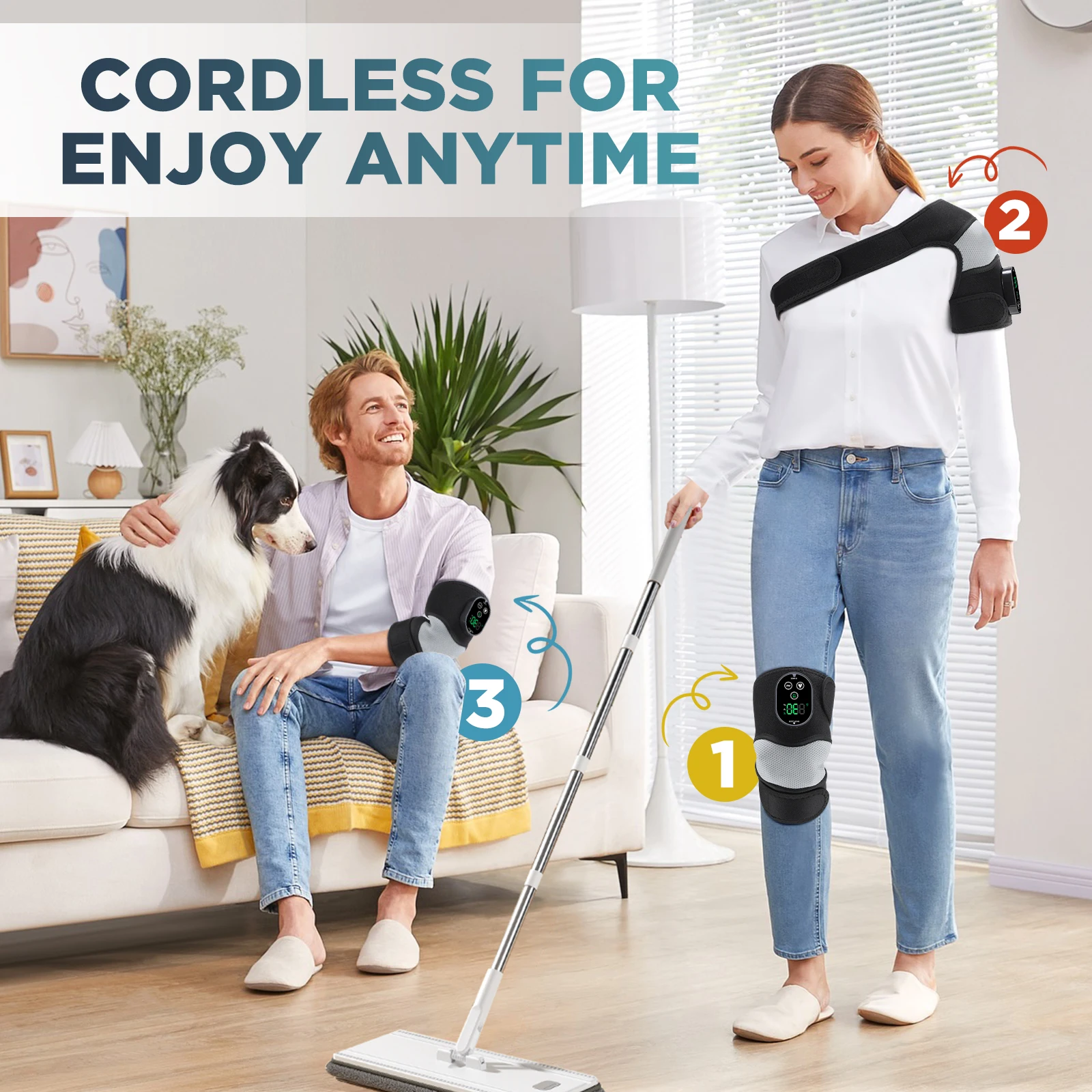 

Electric Heating Pad Vibrating Massager 3D Wrap for Knee, Shoulder & Elbows Muscle Relax & Warm Cordless Portable Knee Bace