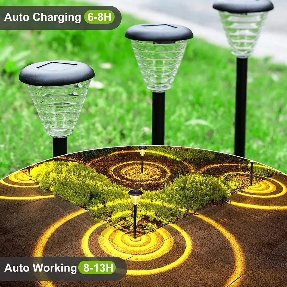 6Pack Outdoor solar light waterproof LED lawn road park garden lamp  with aperture projection garden decoration landscape light