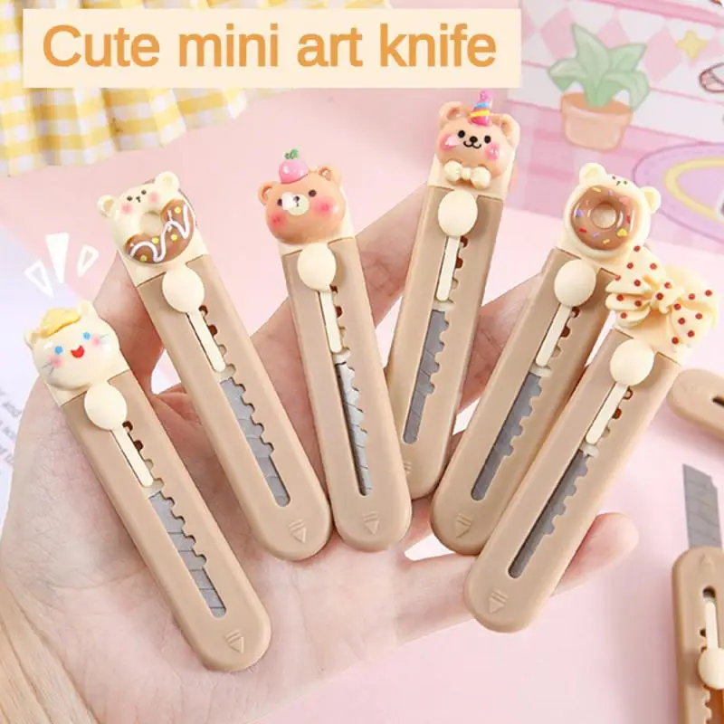 Cute Girly Cartoon Alloy Mini Portalble Utility Knife Cutter Letter Envelope Opener Mail Knife School Office Supplies