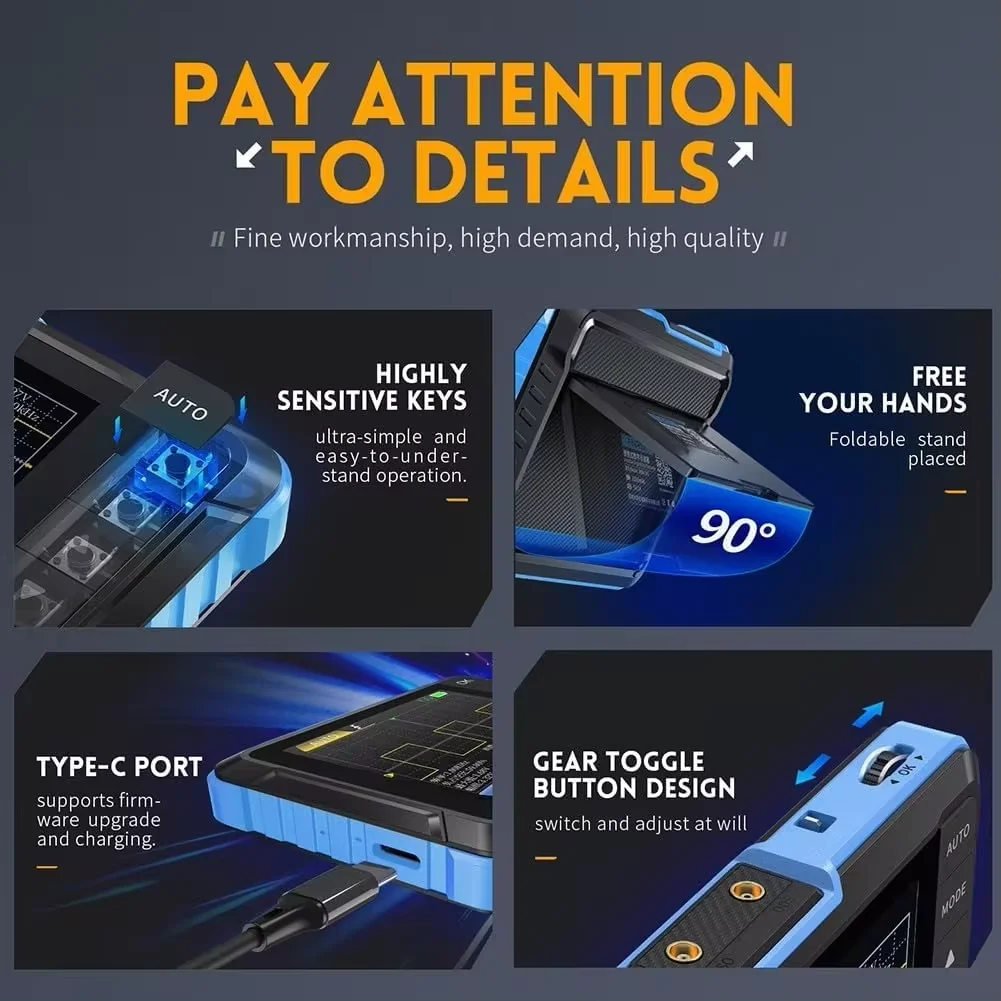 DSO153 2 in 1 Handheld Oscilloscope/DDS Signal Generator Multi-Functional Portable Mini Signal Generator ,Automatic Shutdown
