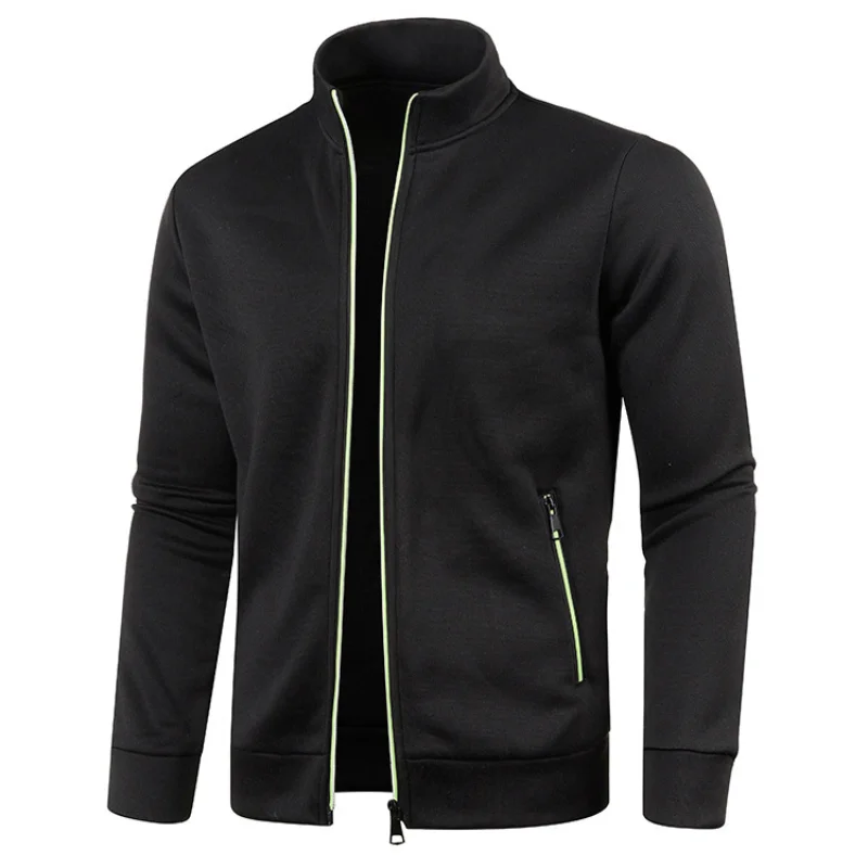 Sudadera con cremallera y cuello levantado para hombre, chaquetas de primavera, suéter con cremallera, Top con múltiples bolsillos para exteriores,