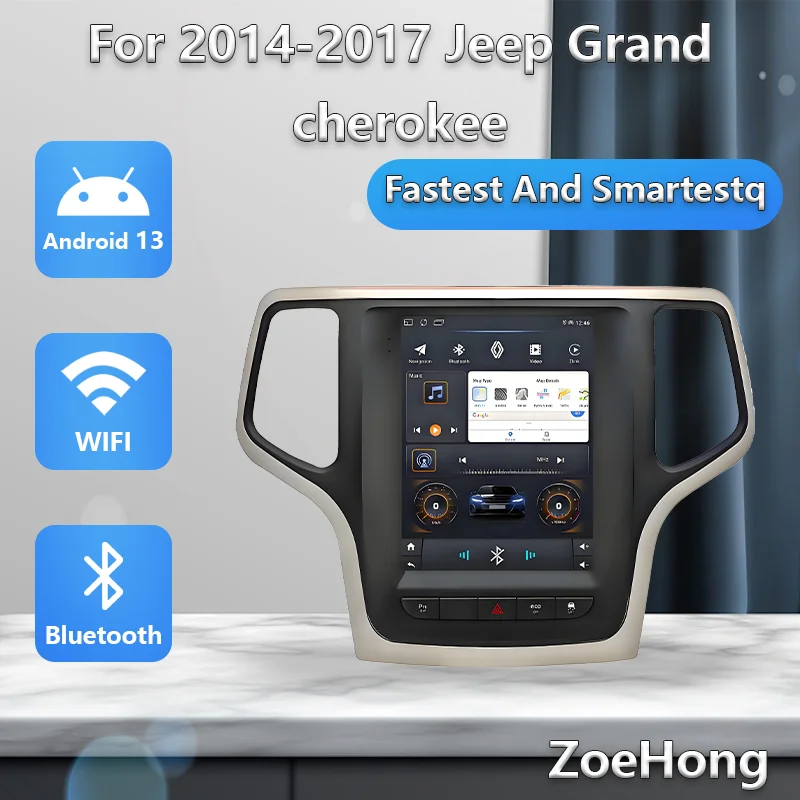 

Автомобильный радиоприемник Carplay для Jeep Grand Cherokee 2014-2017 9,7-дюймовая система Android 13, GPS-навигационная рамка 4G WIFI Android Auto/Carplay