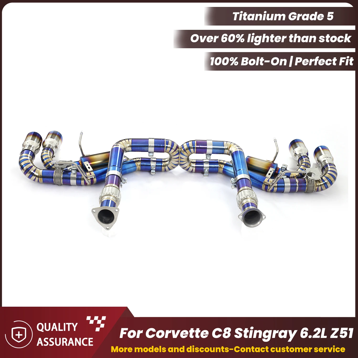 

Sporty ECCF Titanium OEM Valved Catback Exhaust For Corvette C8 Stingray 6.2L Z51 Performance Upgrade Easy Installation