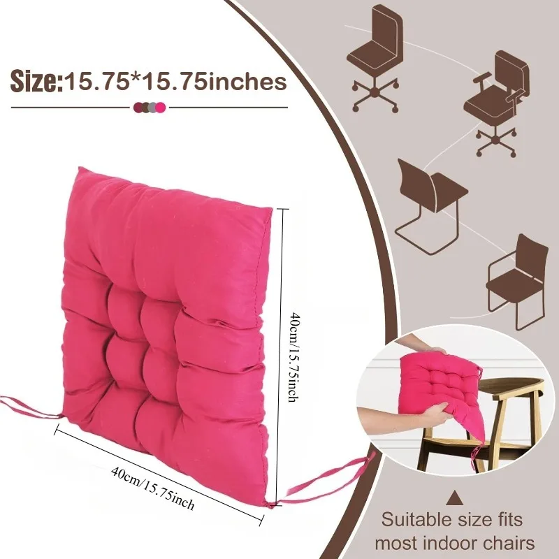 6 Pack Set Soft Breathable Modern Square Seat Cushions Comfortable Quilted Dining Chair Pads for Home Office Restaurant Seating