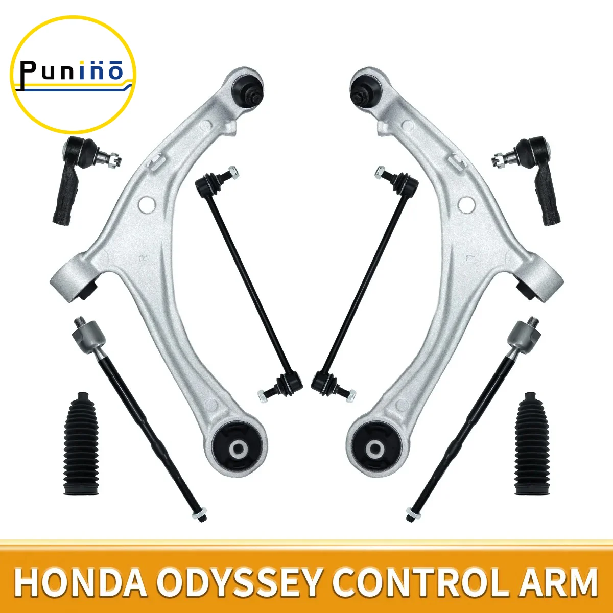 Punino 10pcs Front Lower Control Arms Sway Bar Links Suspension Tie Rod End Boots for HONDA ODYSSEY 2014 2015 2016 2017