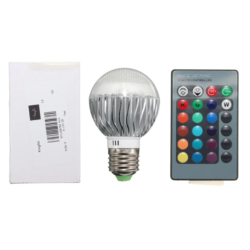 

E27 9W RGB LED Bulb Light 16 Color Changing Energy Saving Lamp with IR Remote Control for Home Club Studio and Other Lighting