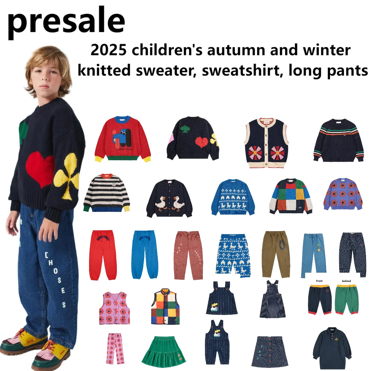 2025 suéter, sudadera, pantalones largos de punto de otoño e invierno para niños