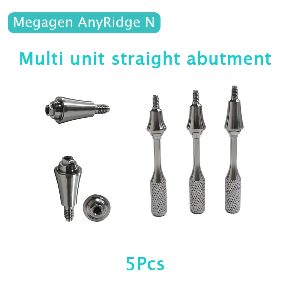 5Pcs Dental Implant Multi Unit Straight Abutment Compatible Megagen Anyridge N System Screw Retained Restoration Prosthetic Tool