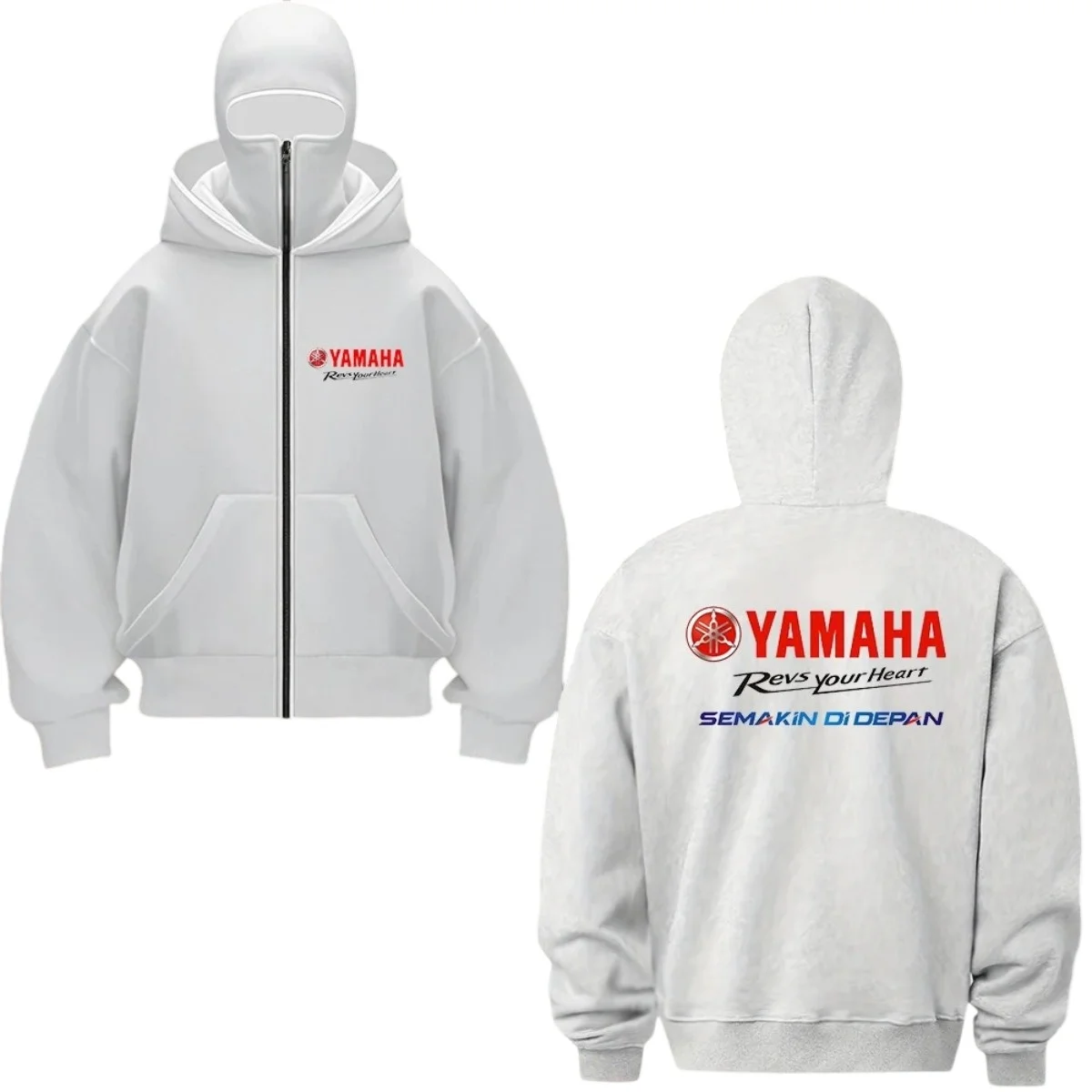 Yamaha Men's Ninja Hooded Sweatshirt Autumn/Winter Collection Loose Casual Double-Layer Windproof Streetwear with Mask