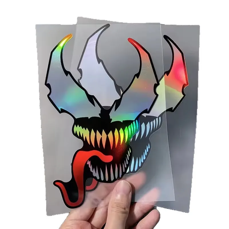 Reflective Laser Anime Devil Red Tongue Motorcycle Sticker Waterproof for Fuel Tank Windshield Fairing Sunscreen Vinyl Decal image 6