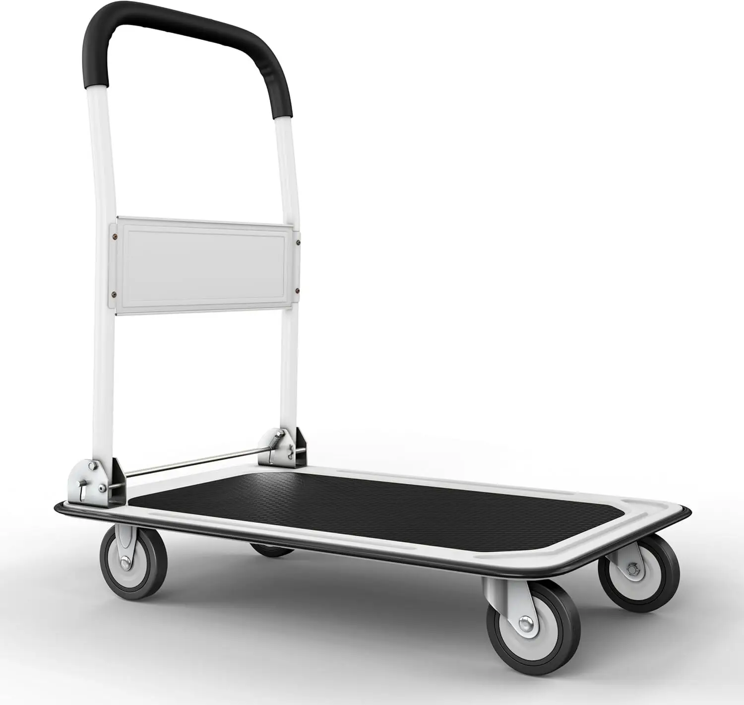 

White Heavy Duty Steel Folding Hand 360° Swivel Caster Wheels Non-Slip Platform Collapsible Trolley forLuggageHome Garage Moving