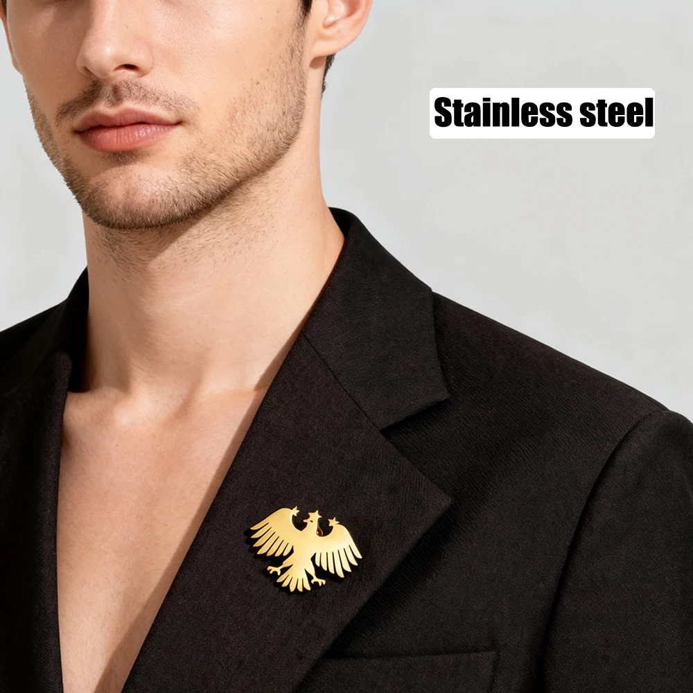 New Syria Eagle Brooch Pin for Women Men Ethnic Syrian Jewelry Stainless Steel Never Fade Suit Backpack Lapel Badge Gifts