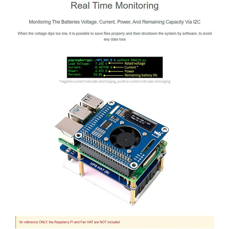 Imagem -05 - Fonte de Alimentação Ininterrupta Waveshare Módulo Ups Kit Hat para Rpi Raspberry pi 3b Plus Modelo b 4b Plug ue 5v