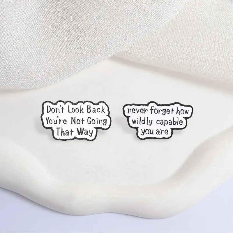 Cartoon Positive Slogan Badge Inspirational Quote Enamel Pins Fashion Lapel Brooches Backpack Clothes Jewelry Gift for Friends