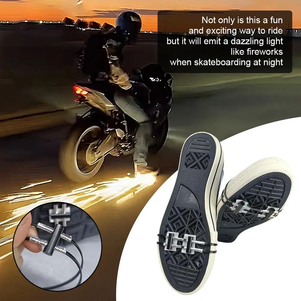 1Sets Funny Shoes Sole Spark Cycling Riding Shoe Sole Special Effect Flame Device Bicycle Motorcycle Spark Tool Moto Flintstone