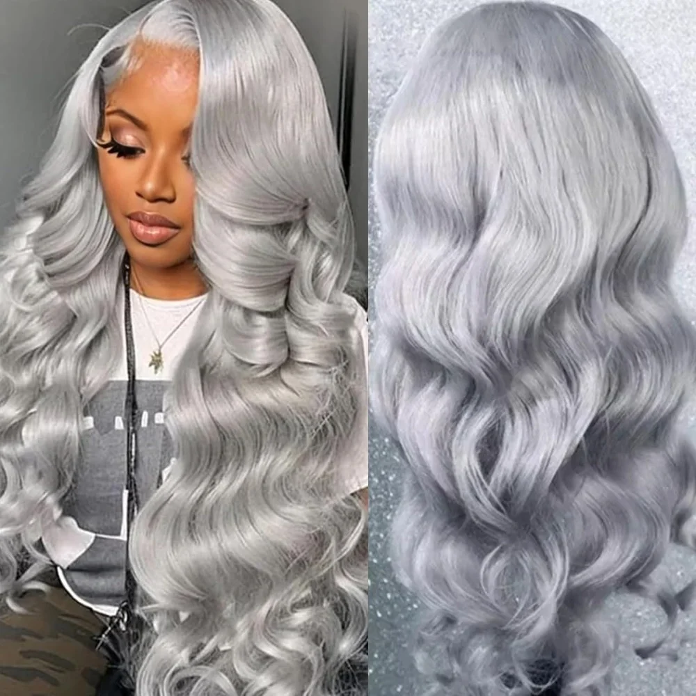 

Синтетические парики Body Wave без клея, длинные, термостойкие, серые, с эффектом натуральных волос, для женщин, 26 дюймов