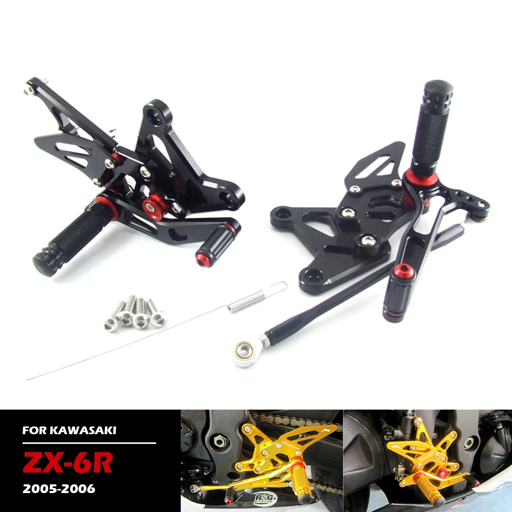 ZX636 Rearset Footpeg For KAWASAKI ZX6R ZX-6R 636 2005 2006 Modified Motorcycle Foot Pegs Rest Rearset Rear Set Footrest