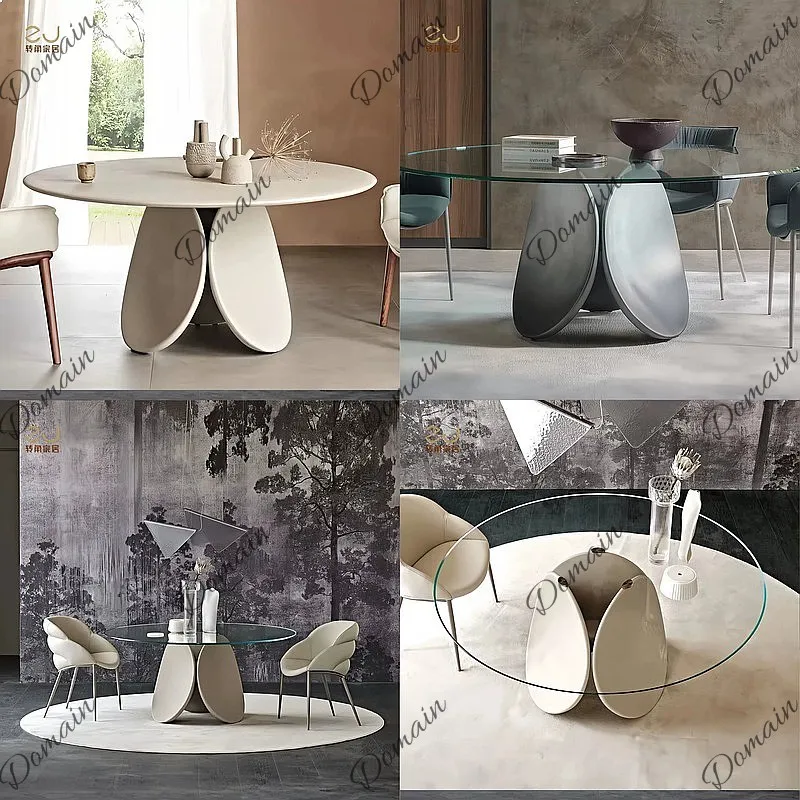 Round Glass Fiber Petal Dining Table Creative Geometric Design Luxury Home Furniture 2026 New