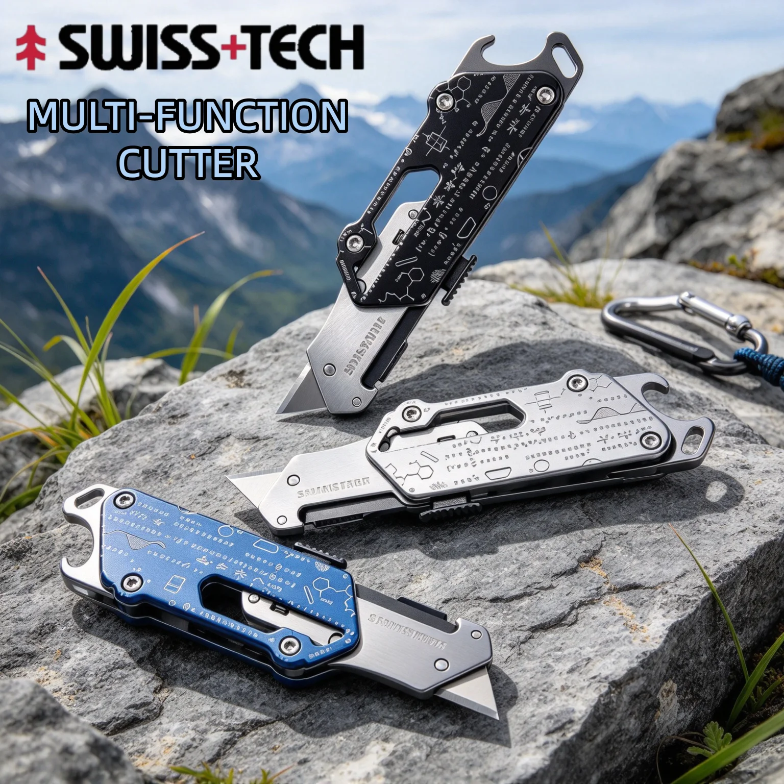 Swiss Tech Pocket Utility Knife Multitool 2 In 1 Unpacking Knife Cutter Box Opener Paper Cutting EDC Multi Functional Tool