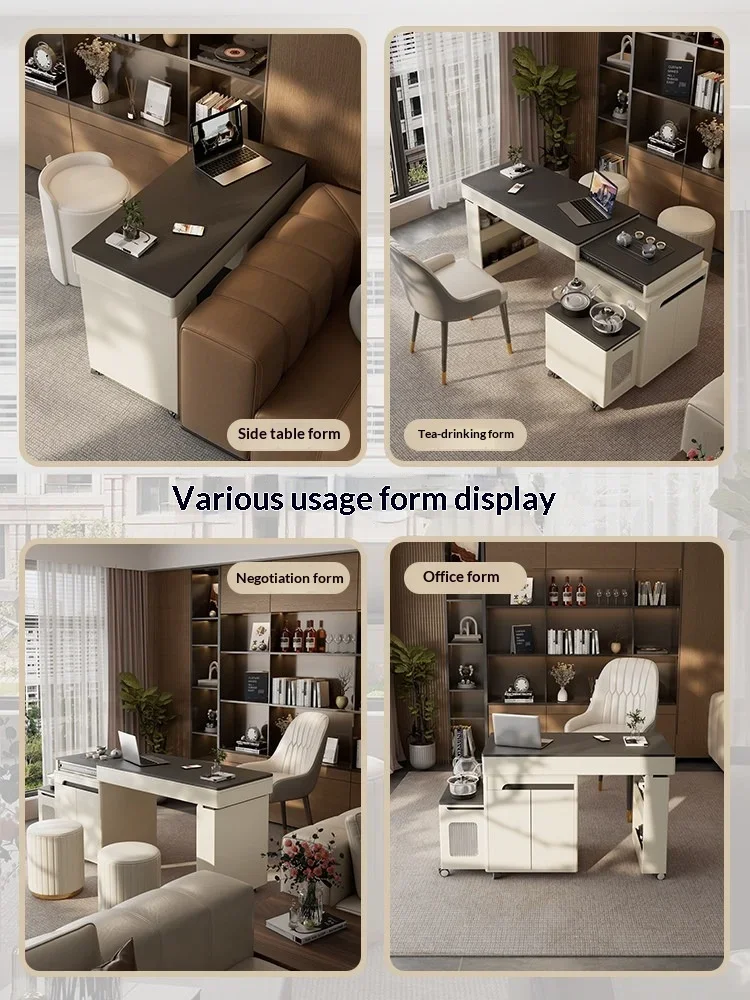 Sintered Stone Lift Side Table Rolling Casters Storage Living Room Bedroom Multi Use Furniture Sturdy Stable Durable Modern Home