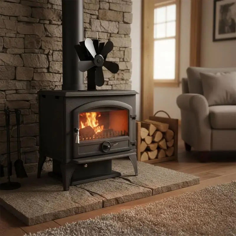 Ventilateur de poêle alimenté par la chaleur pour une distribution efficace de la chaleur : ventilateur de cheminée silencieux et sans installation, fabriqué en aluminium anodisé avec un design à deux pales