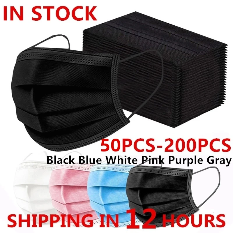 

50-200pcs Masks Disposable Nonwove 3 Layer Ply Filter Mask Adult Mouth Face Mask Anti Dust Protective mascarillas quirúrgicas