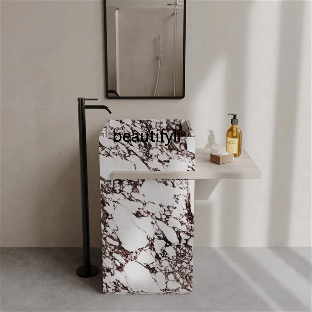

Rock slab column basin light luxury simple hotel pillar basin courtyard villa wash basin wash table