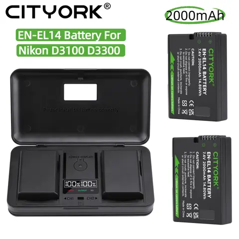 2000mAh EN-EL14 EN EL14 For Nikon D3100 D3300 D3400 D3500 D5100 D5200 D5300 D5600 P7000 P7100 D7800 Df D5500 Camera Battery