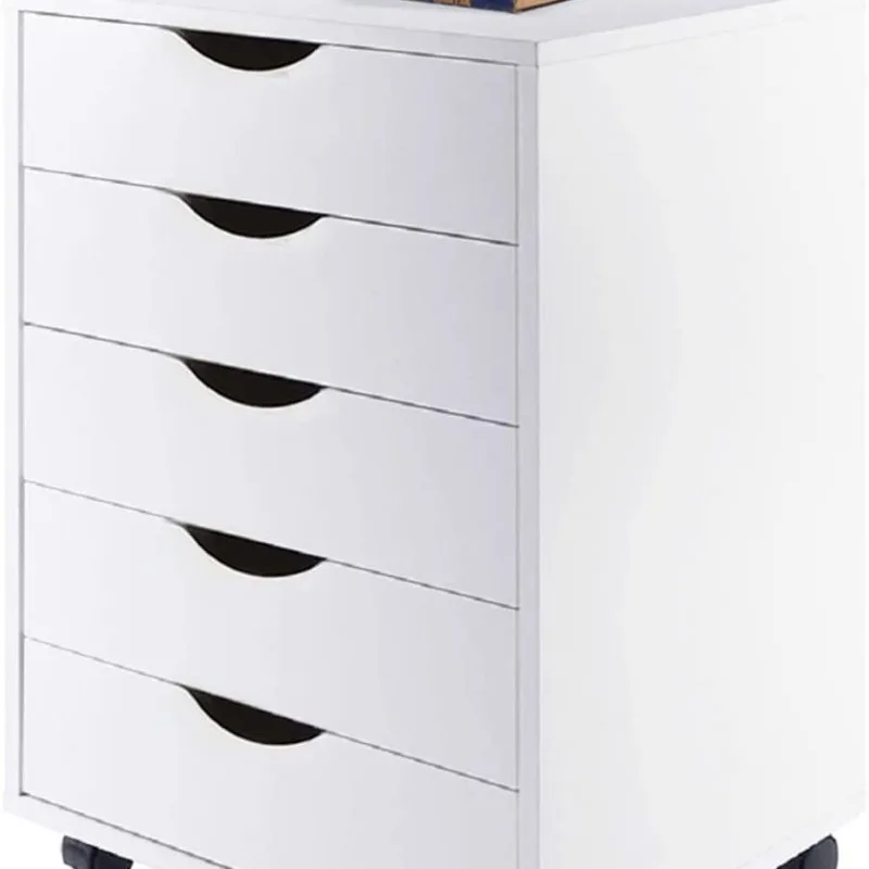 Multifunctional White File Cabinet with Swivel Wheels for Home Office Supplies Storage