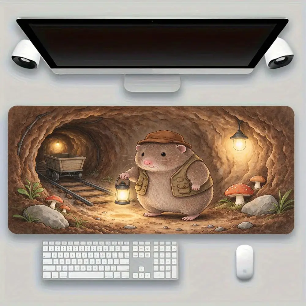 Burrowing Hamster Lantern Mouse Pad Smooth Glide Non Slip Base Thick Rubber For Cozy Cave Decor