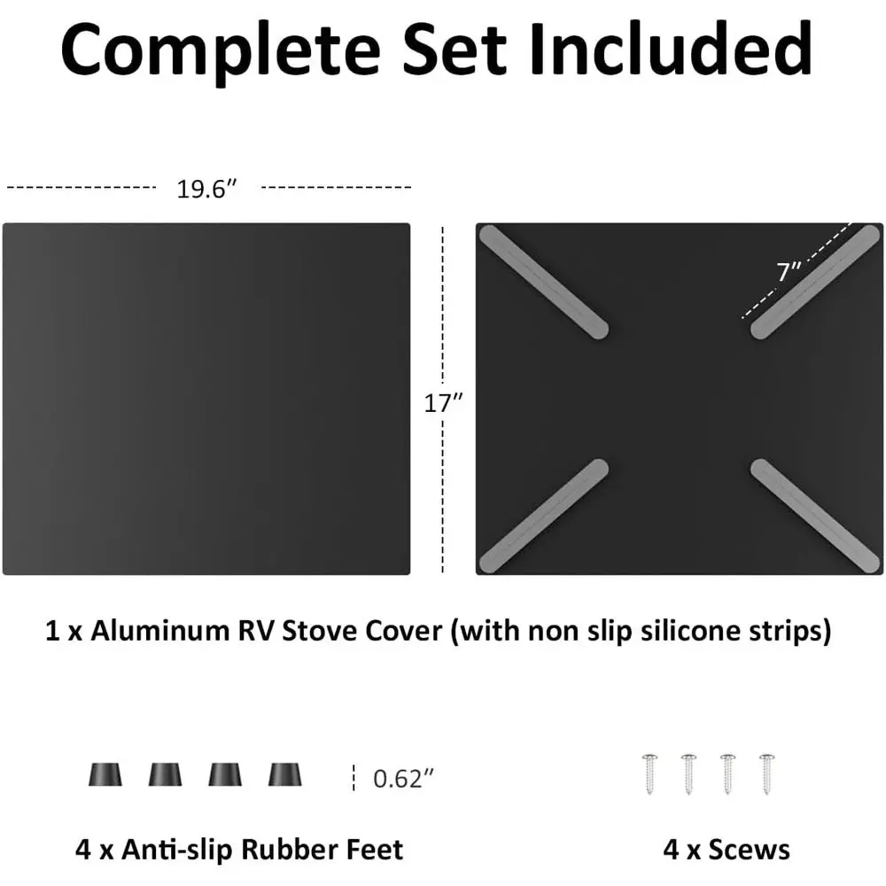 アルミニウム製RVコンロカバー - 19.6インチ x 17インチ 滑り止めガスバーナーボード、収納と整理を強化、キャンピングカーキッチンに必須