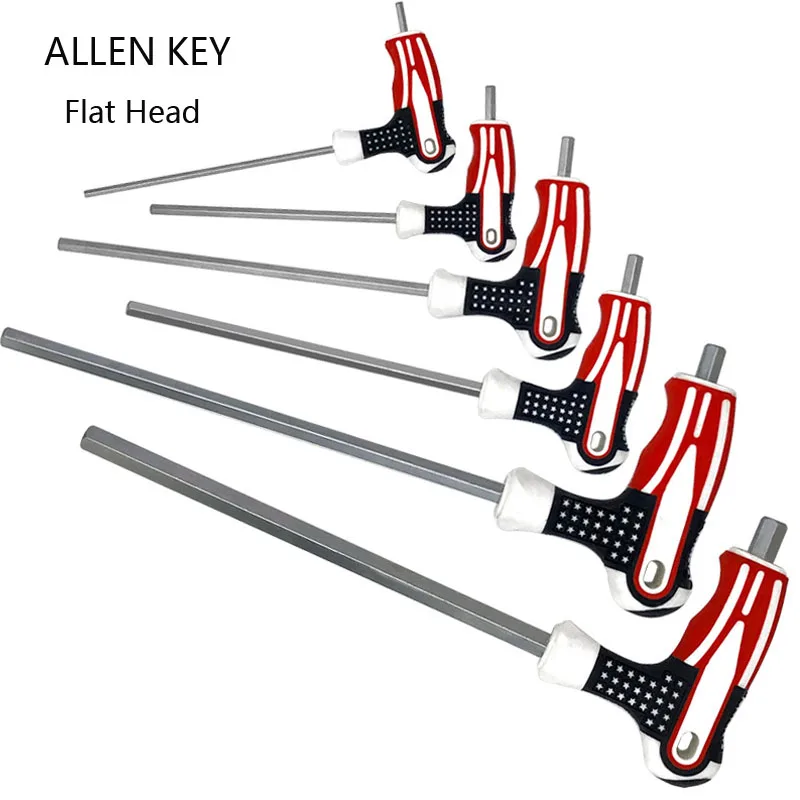 1Pcs Flat Head Hex Key Allen Wrench Cr-v Alloy T Handle Inner Hexagon Wrench Hand Tool Universal Quick Snap Adapter 3/4/5/6/8mm