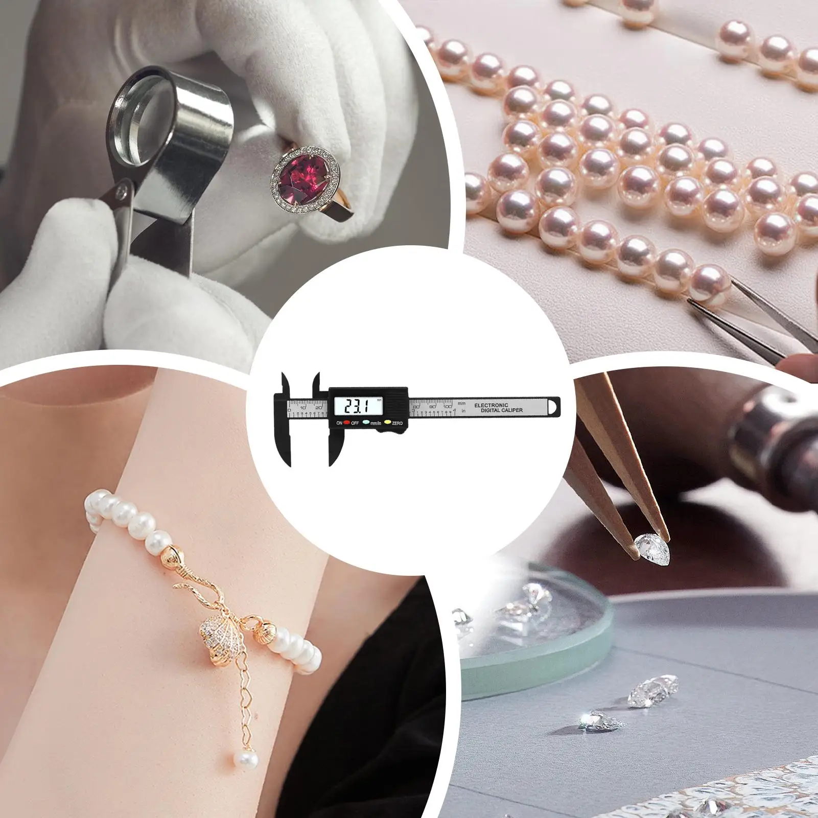 Tiny Digital Vernier Calipers 0-100mm Screen Displays Measuring Tool Interchangeable Between Inches and Millimeters for Jewelry